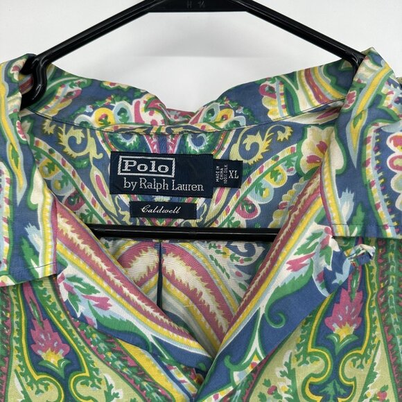 Polo by Ralph Lauren Vintage Caldwell 100% Silk Paisley Button Down Size XL - Picture 4 of 5